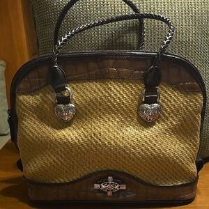 Vintage Elegant Tan and Brown Women's Handbag by Marlo Handbag and Accessories.